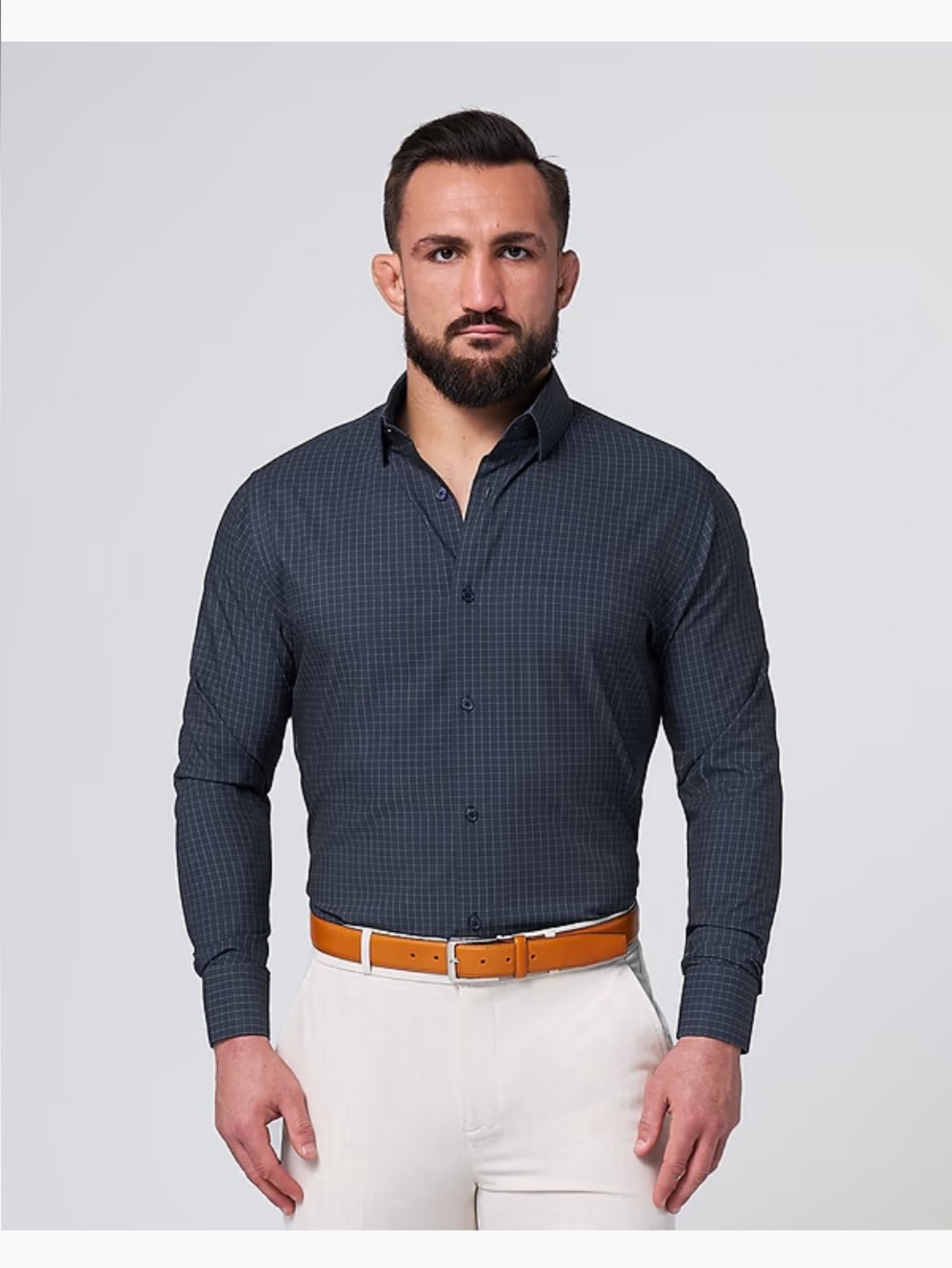 NWOT State & Liberty Men's Long-Sleeve Button-Up Shirt in Navy Check